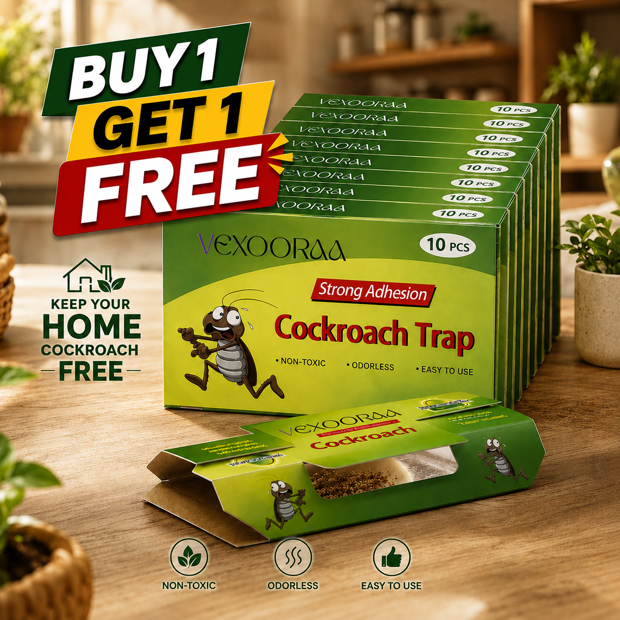 ✨HOT SELL 50% Off TODAY✨ BUY 1 GET 1 FREE ✨ LIMITED OFFER 🔥Cockroach Trap 🪳(20 PCS) | Strong Adhesive | Non-Toxic & Odorless | Easy to Use | Indoor Roach Killer