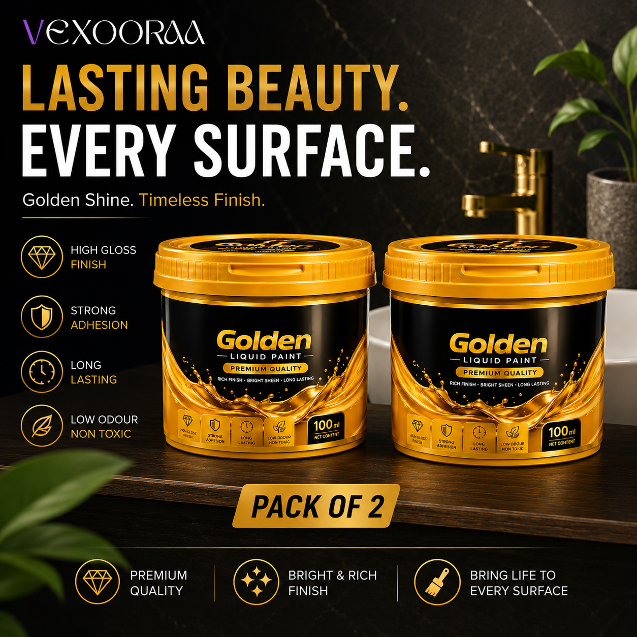 ✨ Golden Shine Liquid Paint – BUY 1 GET 1 FREE 🎁 | Premium High Gloss Finish 🏆
