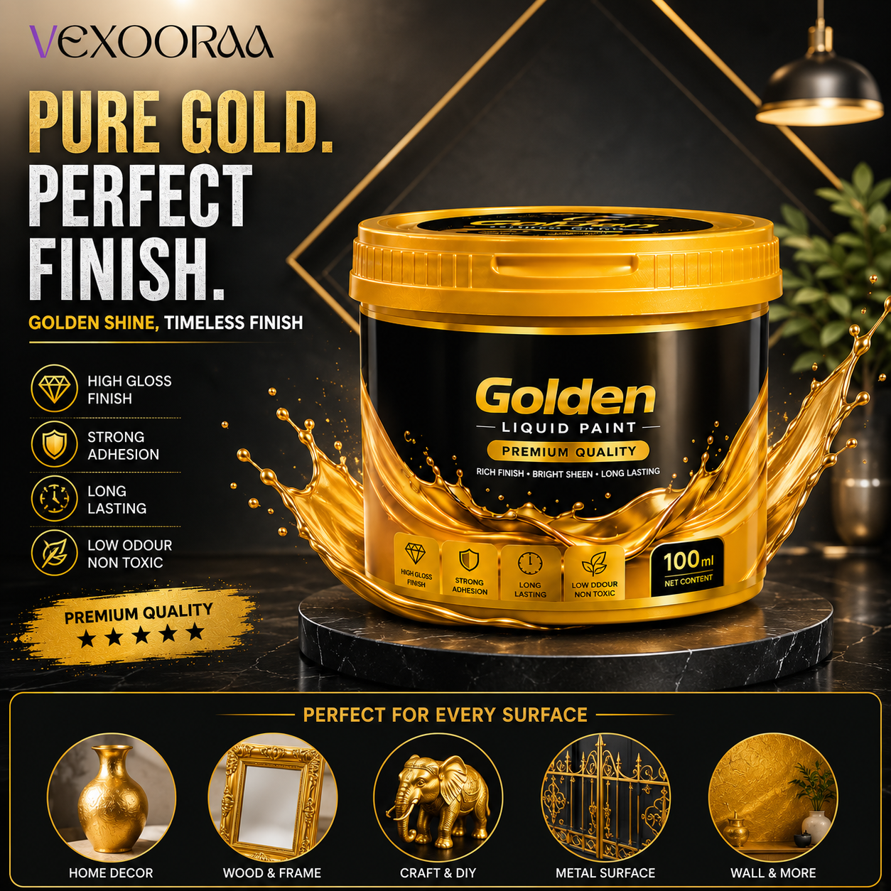 ✨ Golden Shine Liquid Paint – BUY 1 GET 1 FREE 🎁 | Premium High Gloss Finish 🏆
