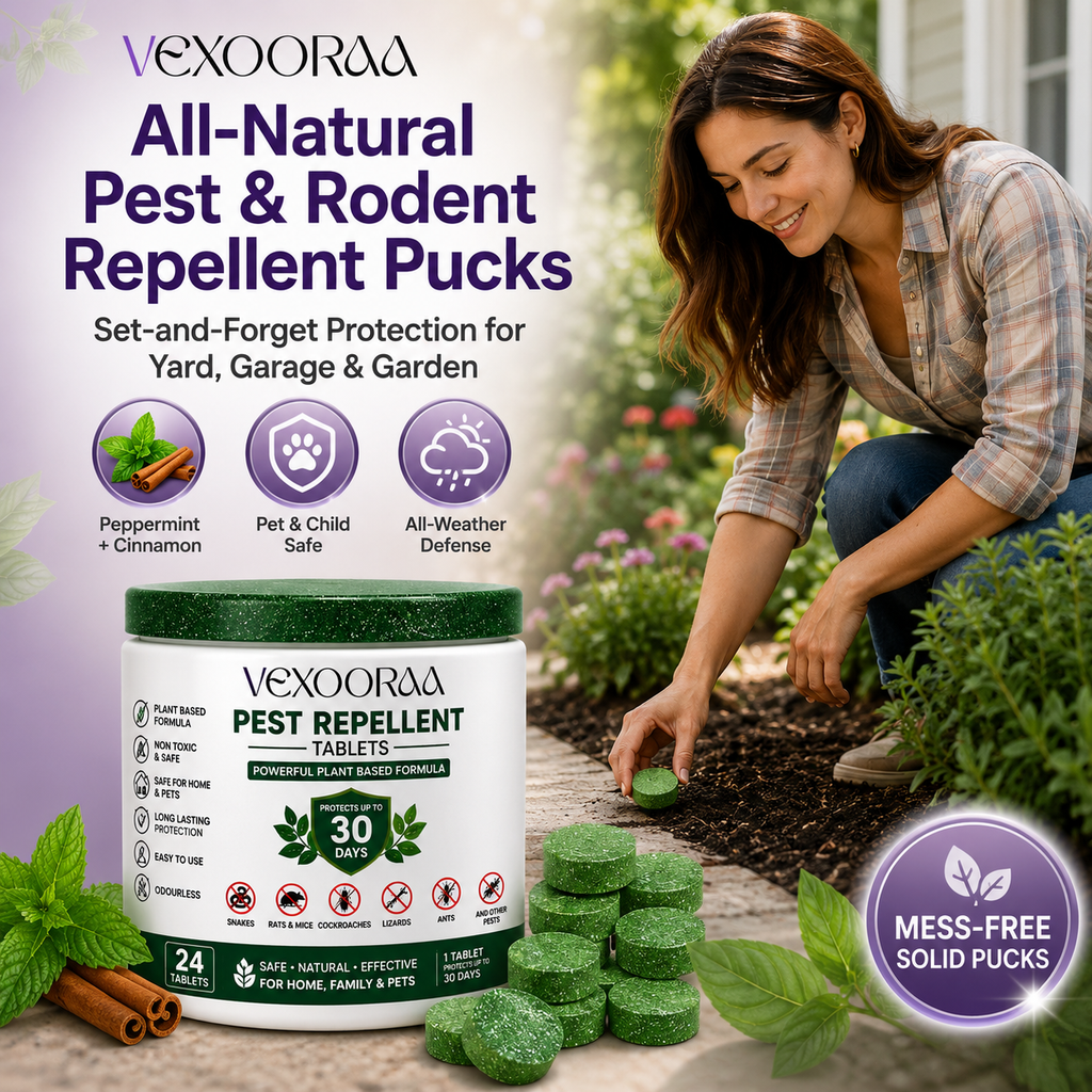 🌿🛡️ VEXOORAA All-in-One Pest Repellent Tablets | Pack Of 2 | Repels Snakes, Rats, Cockroaches, Lizards & Insects | Plant-Based | 30 Days Protection | Safe for Home & Family | Pack of 24